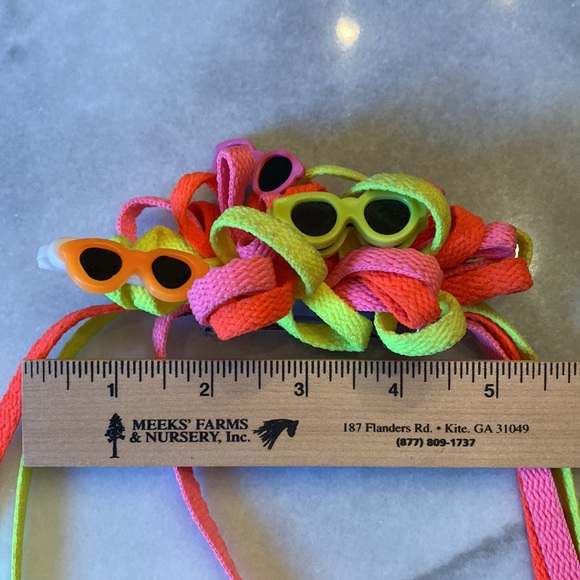 Vintage Neon Yellow,Orange and Pink Hair Bow with Sunglasses Accents - Picture 3 of 8